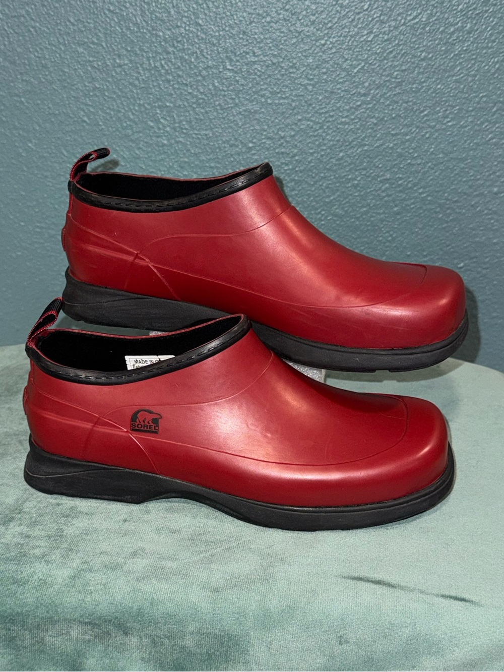 Vintage SOREL Red Rain Clogs Waterproof Slip-On Duck Shoes Mules Women’s 7